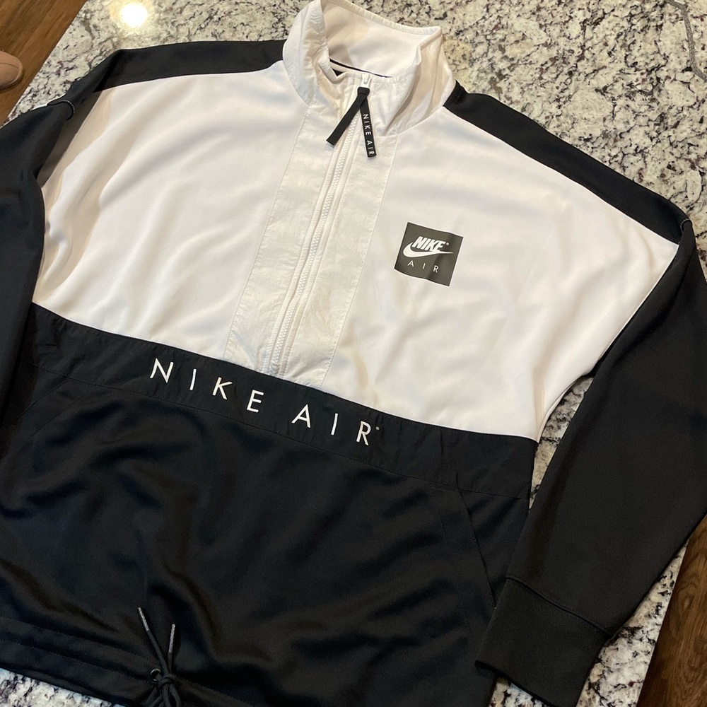 Nike Air pullover jacket mid zipper white black men’s Large sweater long sleeve